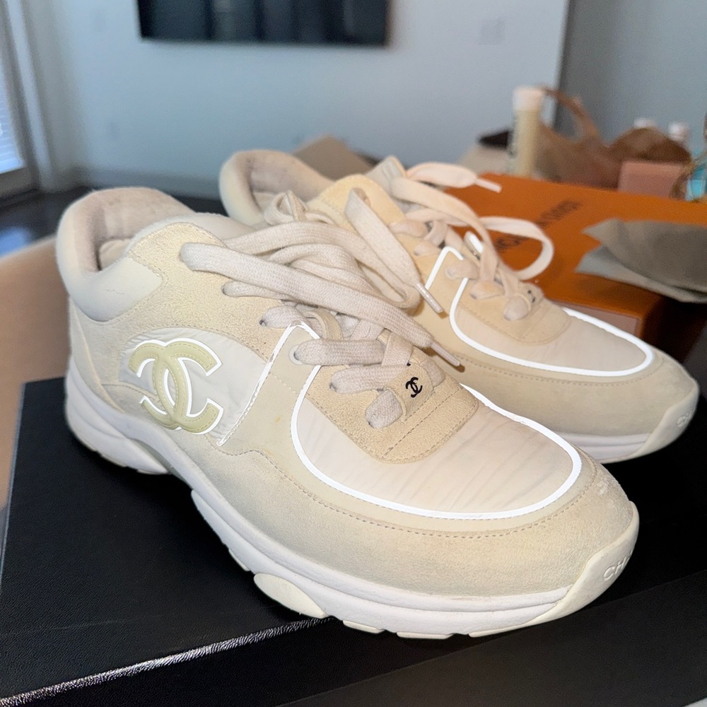 Chanel Cream Sneakers